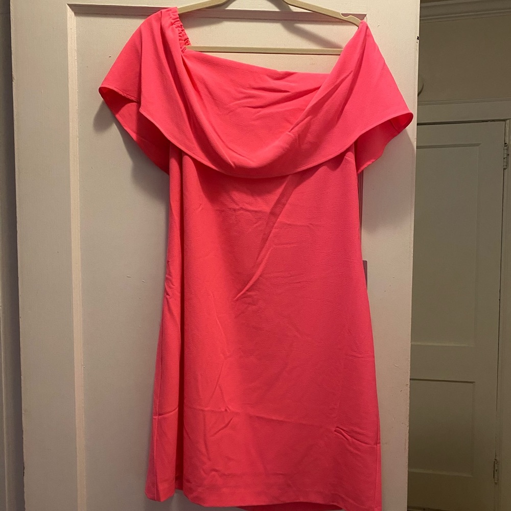 Charles Henry Off the shoulder hot pink dress
